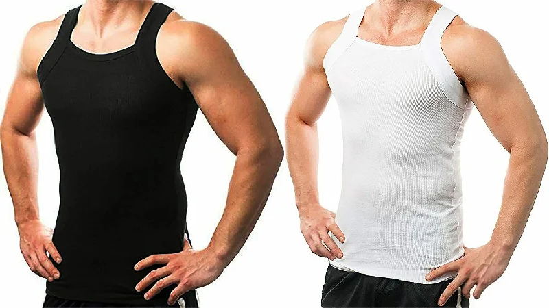 2-4 Packs Men's G-unit Style Cotton Tank Tops Square Cut Muscle Rib A-Shirts