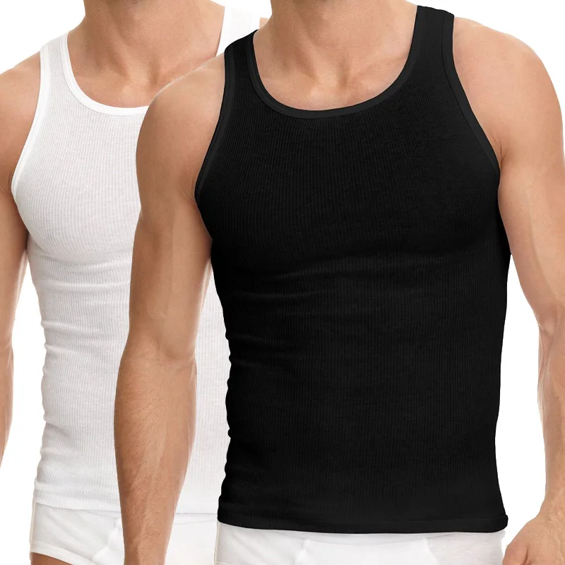 3-6 Packs of Men's Black & White Ribbed 100% Cotton Tank Top A Shirts Undershirt