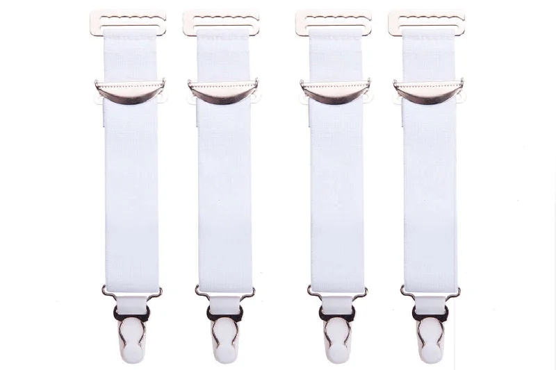 4 Wide White High Quality Metal Suspenders/Garters