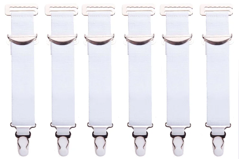 6 Wide White High Quality Metal Suspenders/Garters