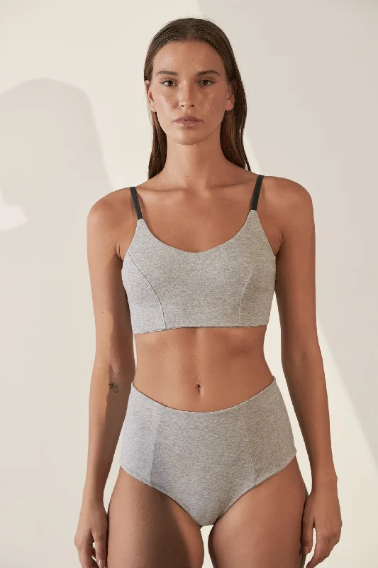 Contoured High Waisted Brief Organic Cotton Rib / Stone