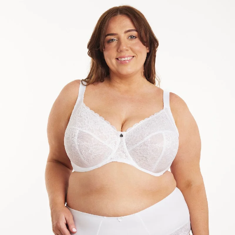 Dahlia Lace Premium Support Bra - Snow White