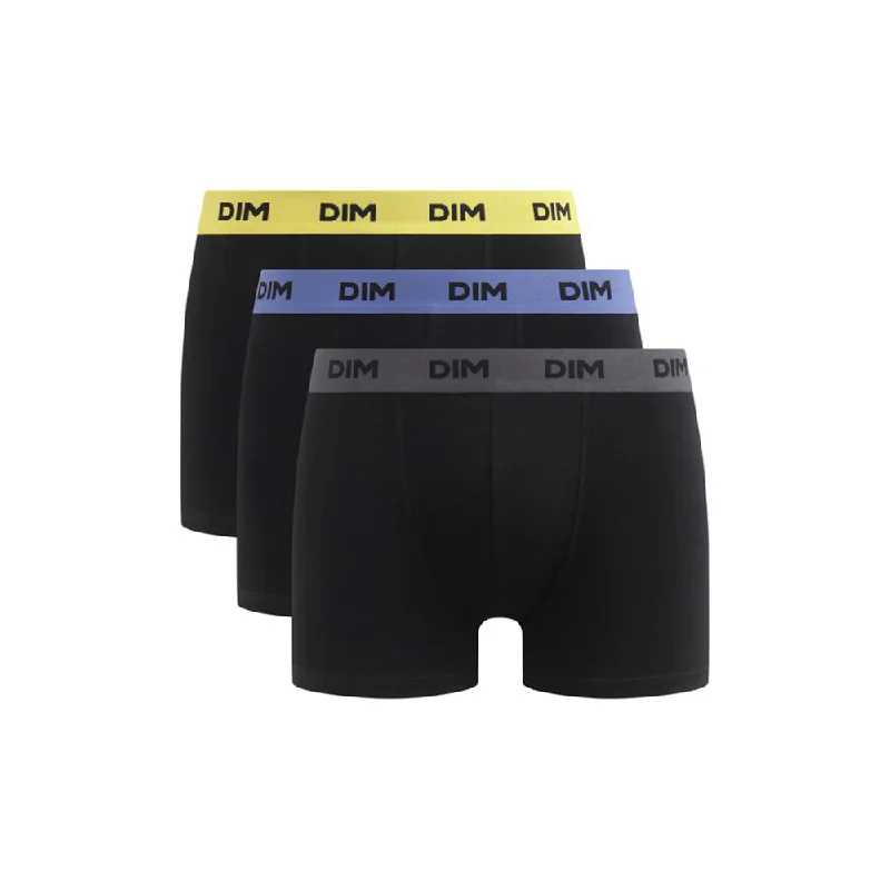 Dim Pack Of 3 Black Men'S Boxers With Coloured Waistband Mimosa Purple Mix & Colours