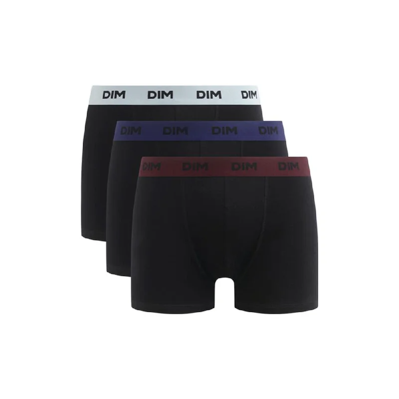 Dim Pack Of 3 Black Men'S Boxers With Coloured Waistband Raisin Mix & Colours