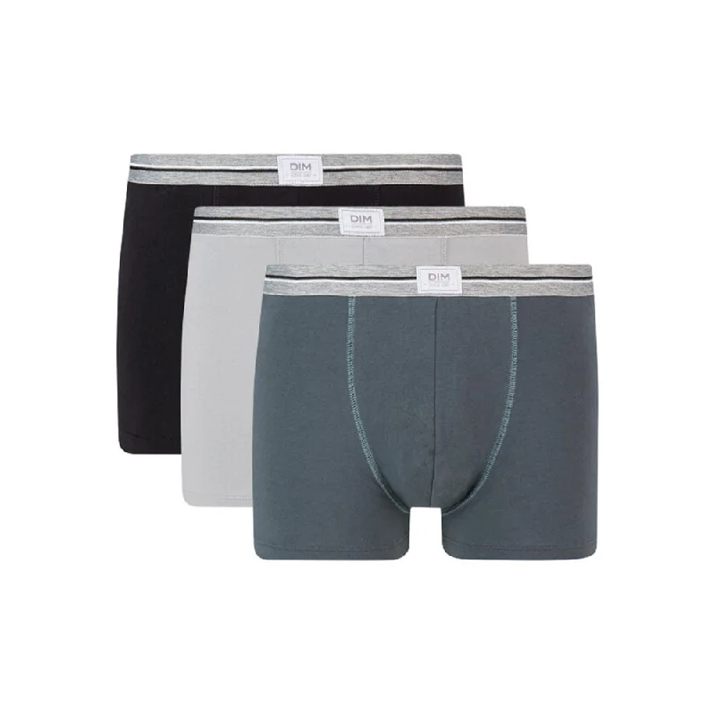 Dim Ultra Resist 3 Pack Resistant Stretch Cotton Trunks In Black And Steel Grey