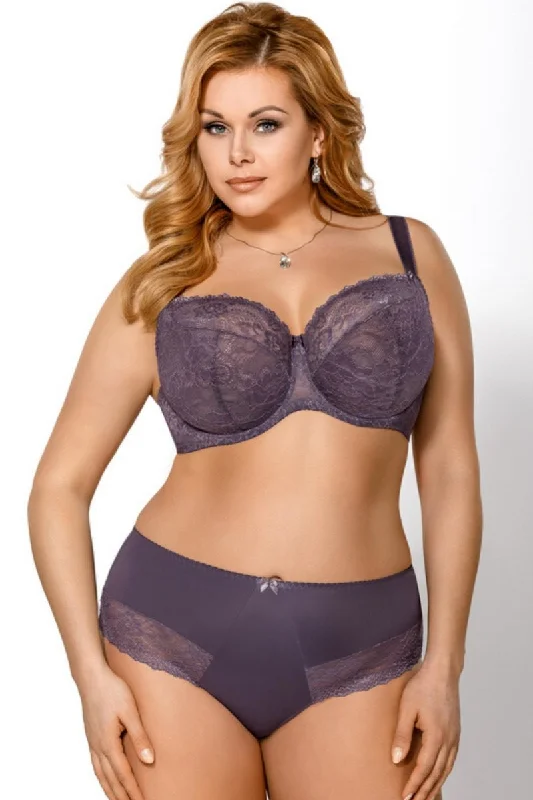 PURPLE SHEER UNLINED LACE BRA SIMENA UNDERWIRE SOFT