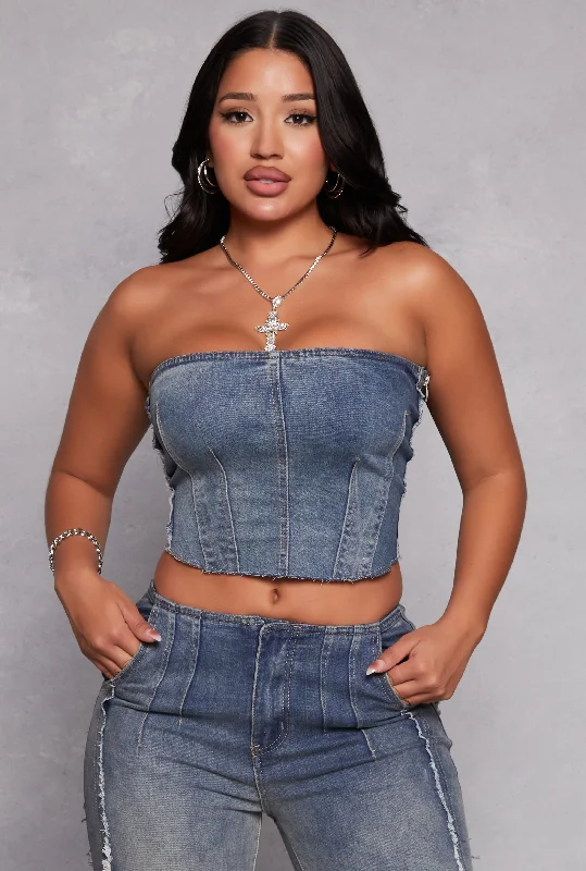 Corset Denim Tube Top