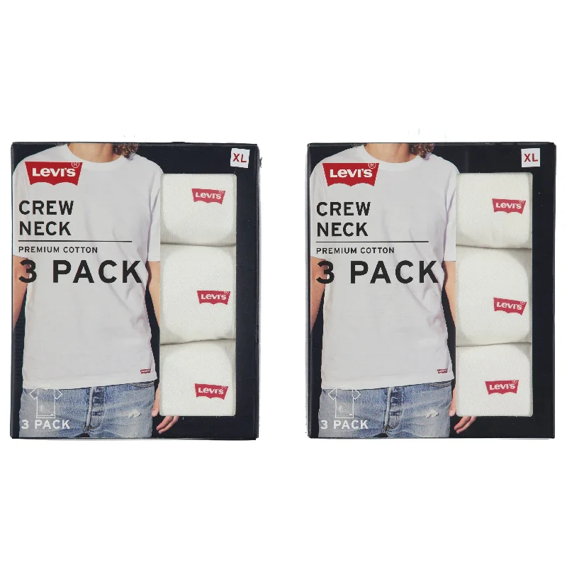 Levi's Men's 3-Pack White Cotton Crew Undershirts, Assorted Sizes