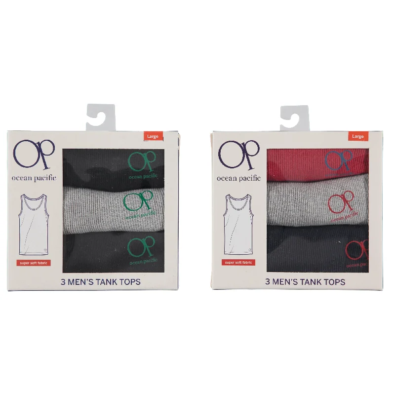 Ocean Pacific Men's 3-Pack Athletic Under Shirts, Assorted Colors and Sizes S-XL