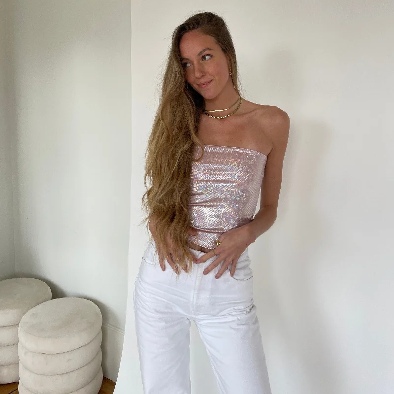 Soft Pink Glitter Tube Top