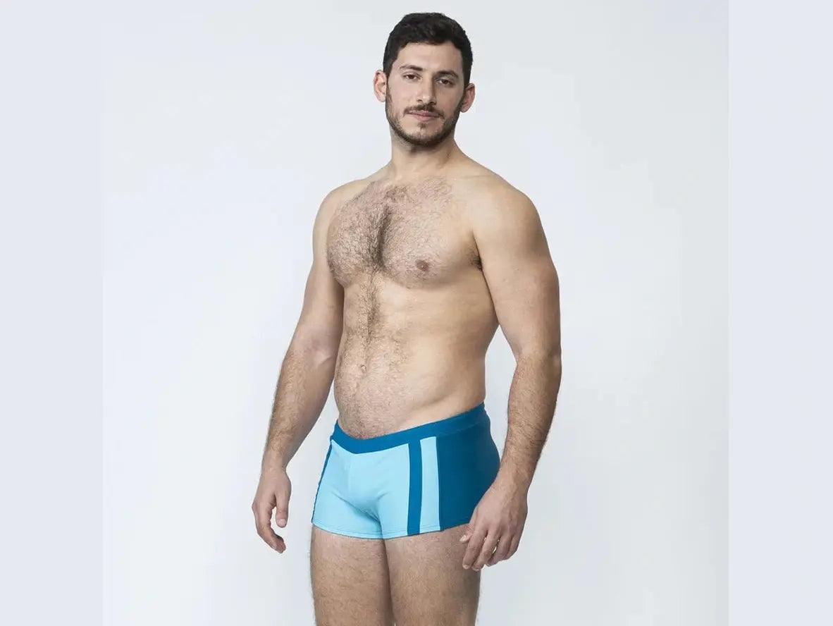 Gay Swim Trunks | TADDLEE Swimwear Contrast Color Square Cut Swim Trunks