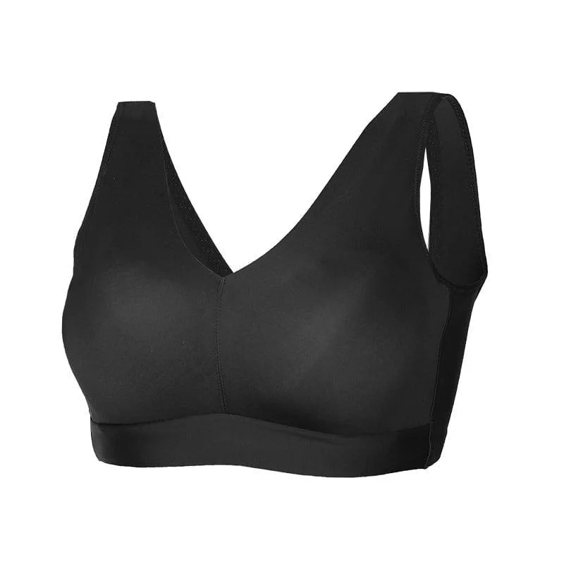 "Feel like not wearing one" Plus Size Wireless Sports Bra - Black