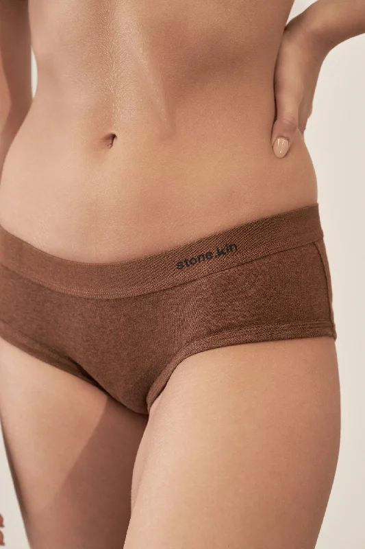 Women's Brief in Organic Cotton Rib - Brown