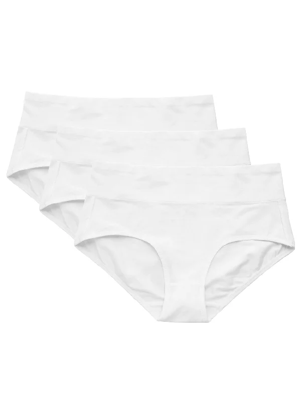 Soft Cotton High-Cut Briefs Breathable Panties White 3 PCS