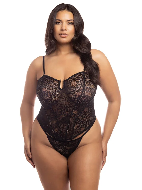 Curvy Kai Snake Lace Bustier Bra Set