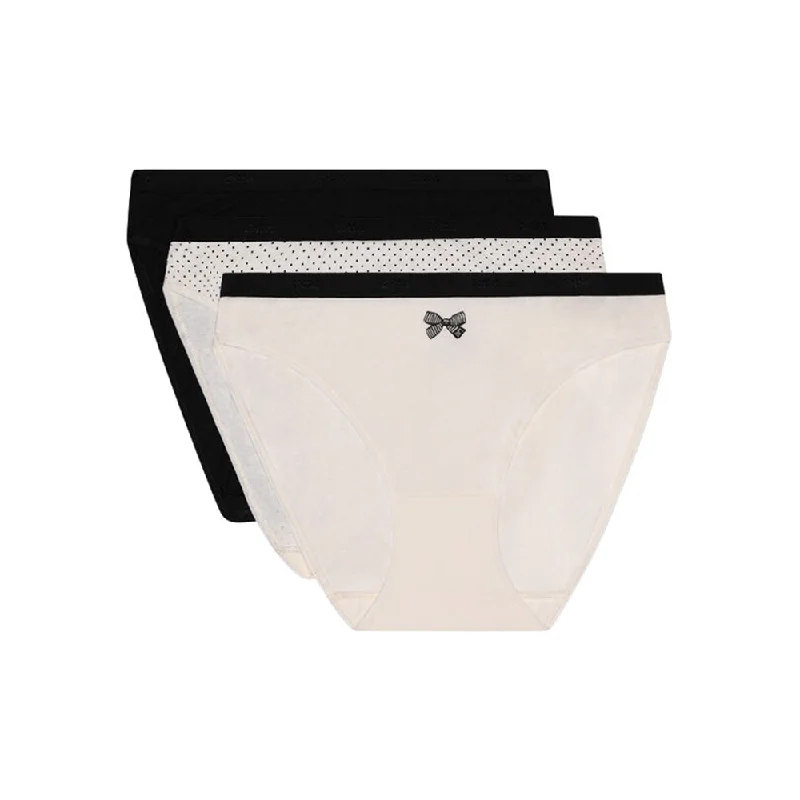 Dim Les Pockets Pack Of 3 Briefs Knickers With Black Bow