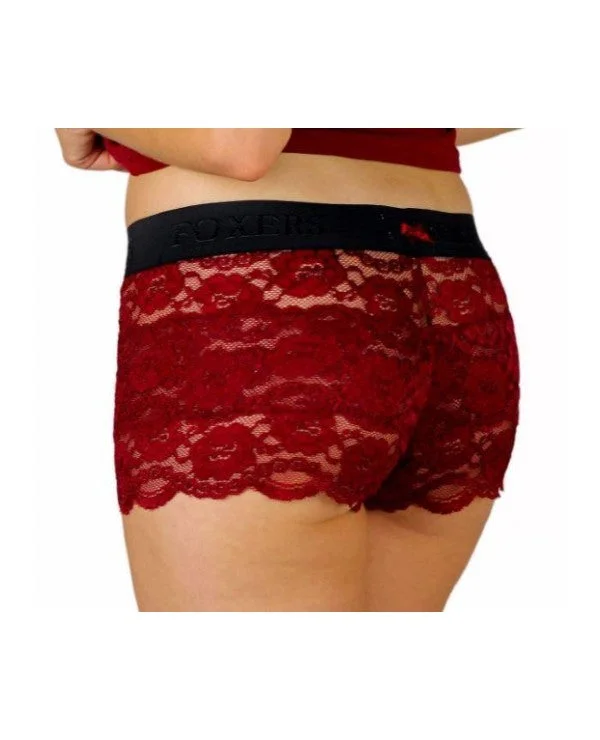 +Foxers Lace Boxers in Black Cherry